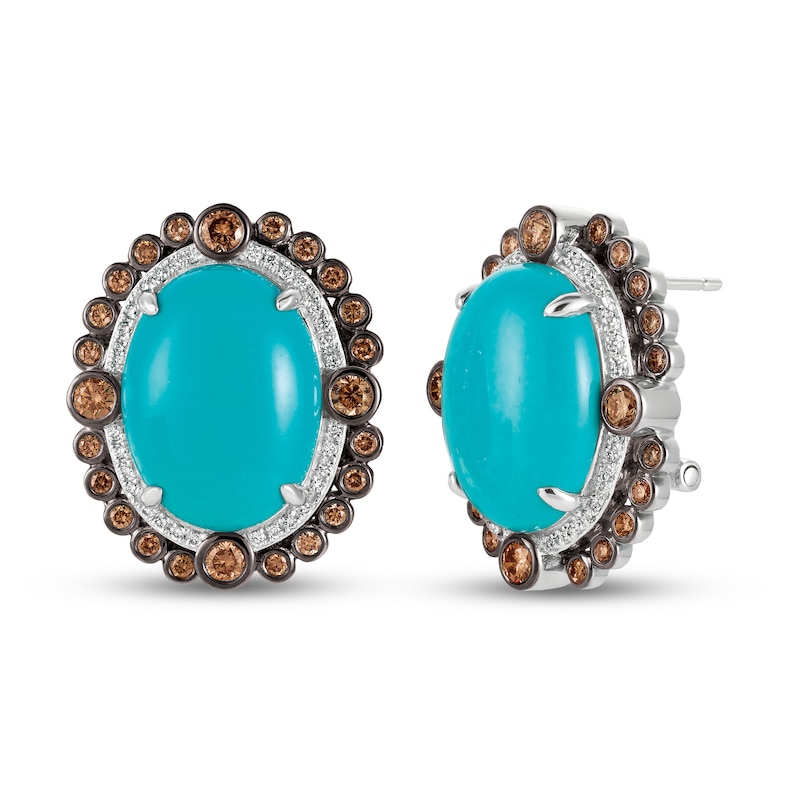 Main Image 1 of Le Vian Couture Natural Turquoise Earrings 1-1/3 ct tw Diamonds 18K Vanilla Gold