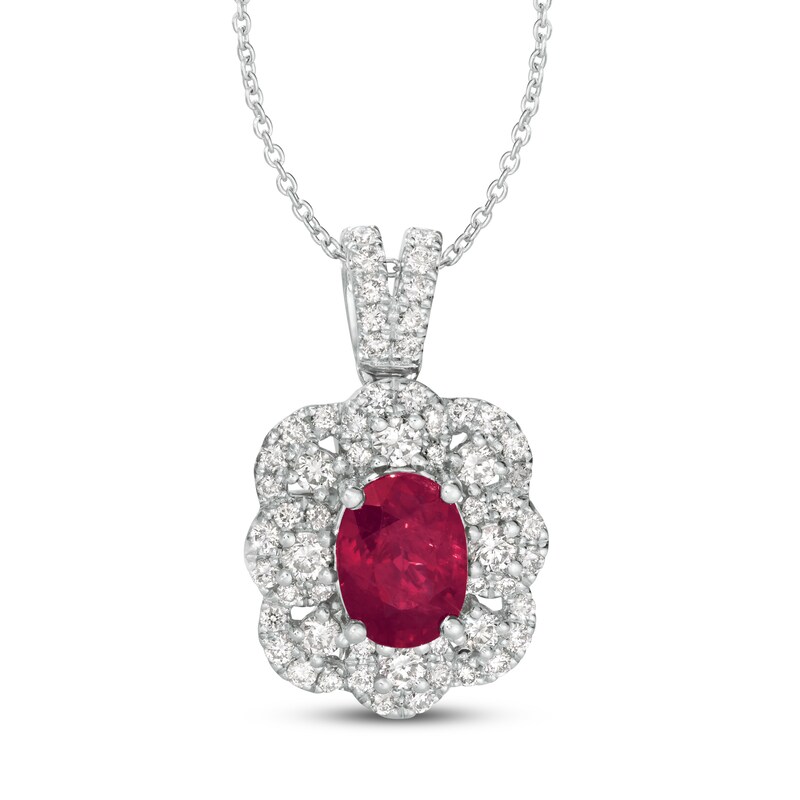 Main Image 1 of Le Vian Couture Natural Ruby Necklace 3/4 ct tw Diamonds Platinum 18"