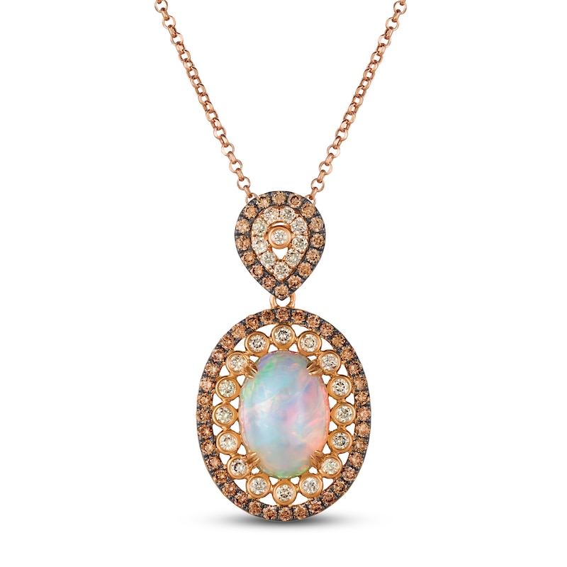 Le Vian Creme Brulee Opal Necklace 1-1/2 ct tw Diamonds 18K Strawberry Gold 18"