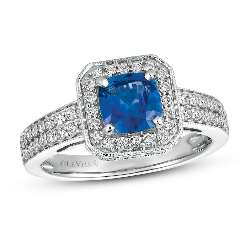 Le Vian Sapphire Ring 1/2 ct tw Diamonds 14K Vanilla Gold with 360