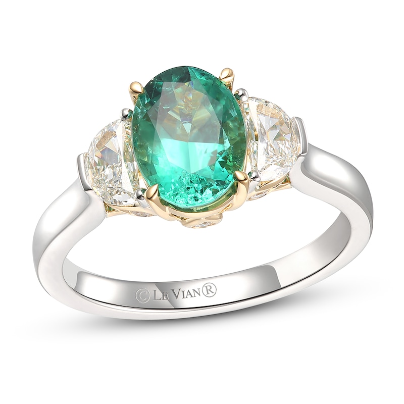 Main Image 1 of Le Vian Couture Emerald Ring 1/2 ct tw Diamonds Platinum/18K Honey Gold