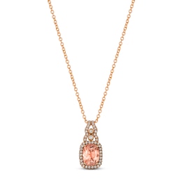 Le Vian Creme Brulee Morganite Necklace 1/2 ct tw Diamonds 18K Strawberry Gold 18"