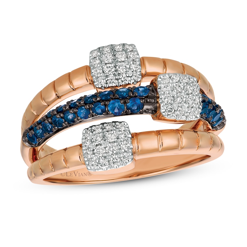 Le Vian Natural Sapphire Ring 1/5 ct tw Diamonds 14K Strawberry Gold