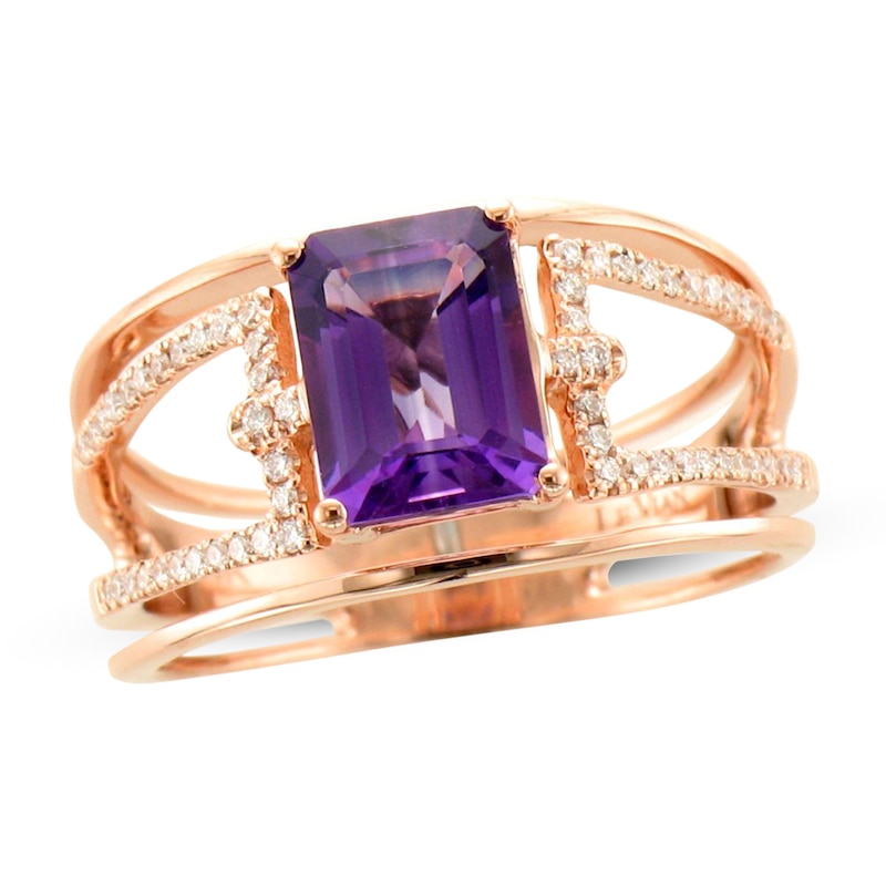 Main Image 1 of Le Vian Natural Amethyst Ring 1/6 ct tw Diamonds 14K Strawberry Gold