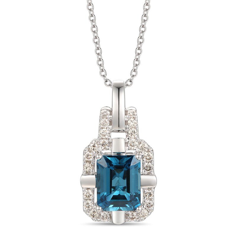 Main Image 1 of Le Vian Natural Blue Topaz Necklace 1/3 ct tw Diamonds 14K Vanilla Gold