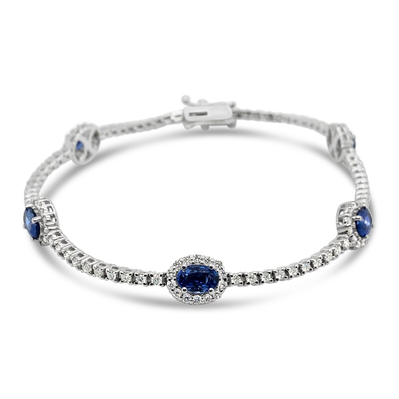 Main Image 1 of Le Vian Natural Sapphire Bracelet 1-5/8 ct tw Diamonds 14K Vanilla Gold
