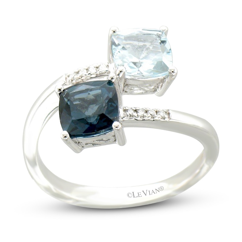 Main Image 1 of Le Vian Natural Aquamarine/Topaz Ring Diamond Accent 14K Vanilla Gold