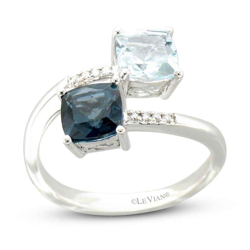 Le Vian Natural Aquamarine/Topaz Ring Diamond Accent 14K Vanilla Gold