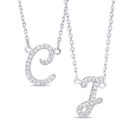 Script Initial Necklace 1/15 ct tw Diamonds 18" (1 Initial)