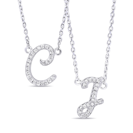 Script Initial Necklace 1/15 ct tw Diamonds 18" (1 Initial)