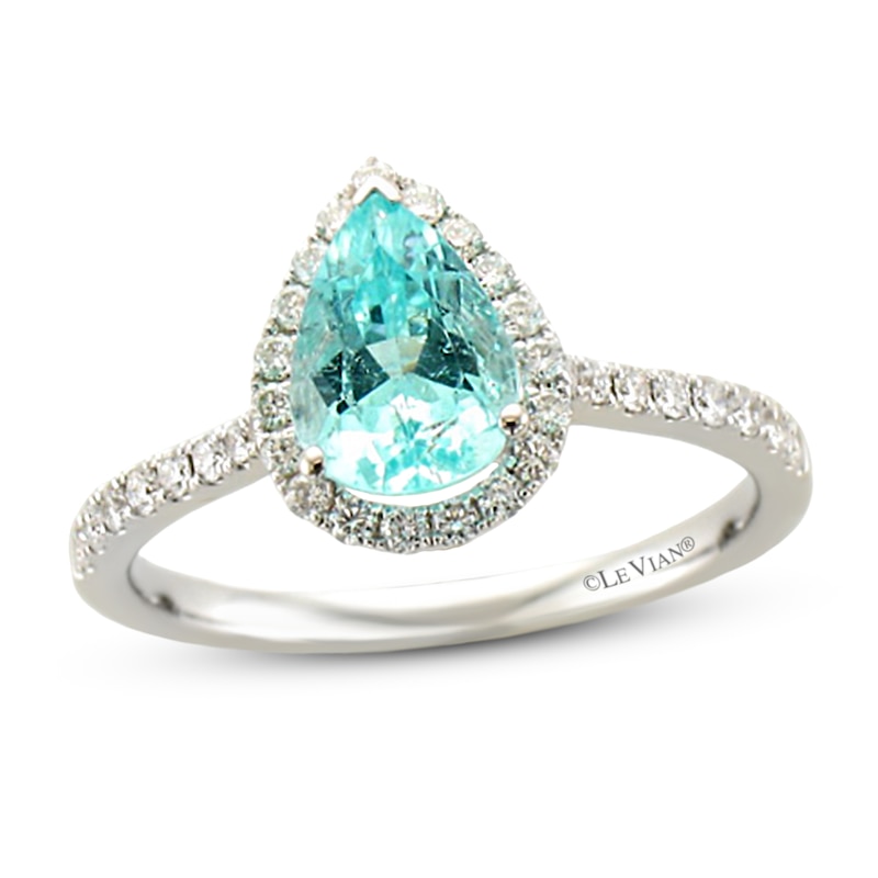 Main Image 1 of Le Vian Natural Blue Paraiba Tourmaline Ring 1/3 ct tw Diamonds 18K Vanilla Gold