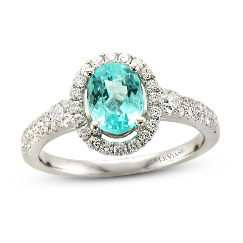 Main Image 1 of Le Vian Natural Blue Paraiba Tourmaline Ring 1/2 ct tw Diamonds 18K Vanilla Gold