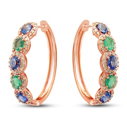 Le Vian Natural Sapphire/Emerald Earrings 1 ct tw Diamonds 14K Strawberry Gold