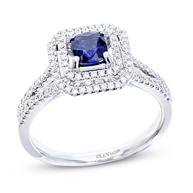 Le Vian Natural Ceylon Sapphire Ring 3/8 ct tw Diamonds 18K Vanilla Gold