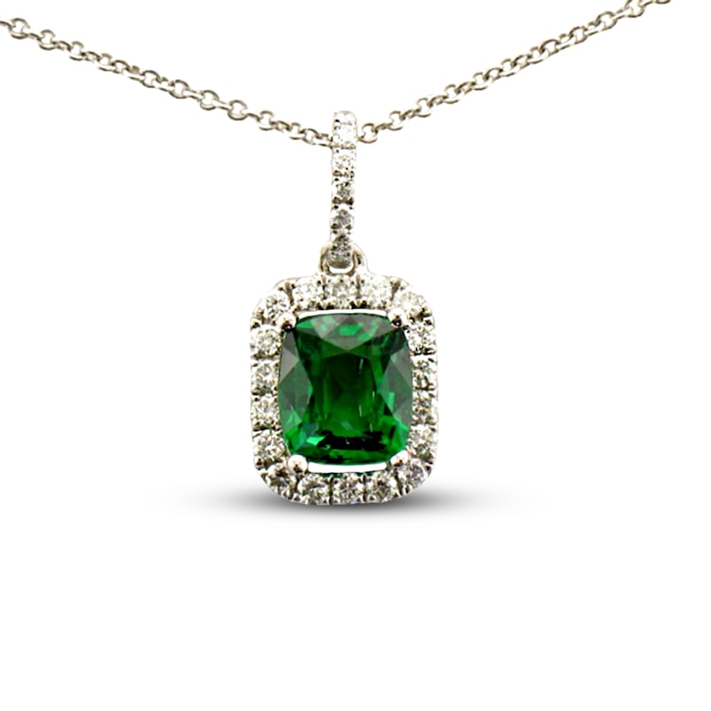 Main Image 1 of Le Vian Natural Tsavorite Necklace 1/4 ct tw Diamonds 18K Vanilla Gold