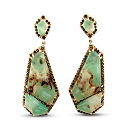 Le Vian Natural Aquaprase/Chocolate Quartz Earrings 14K Strawberry Gold