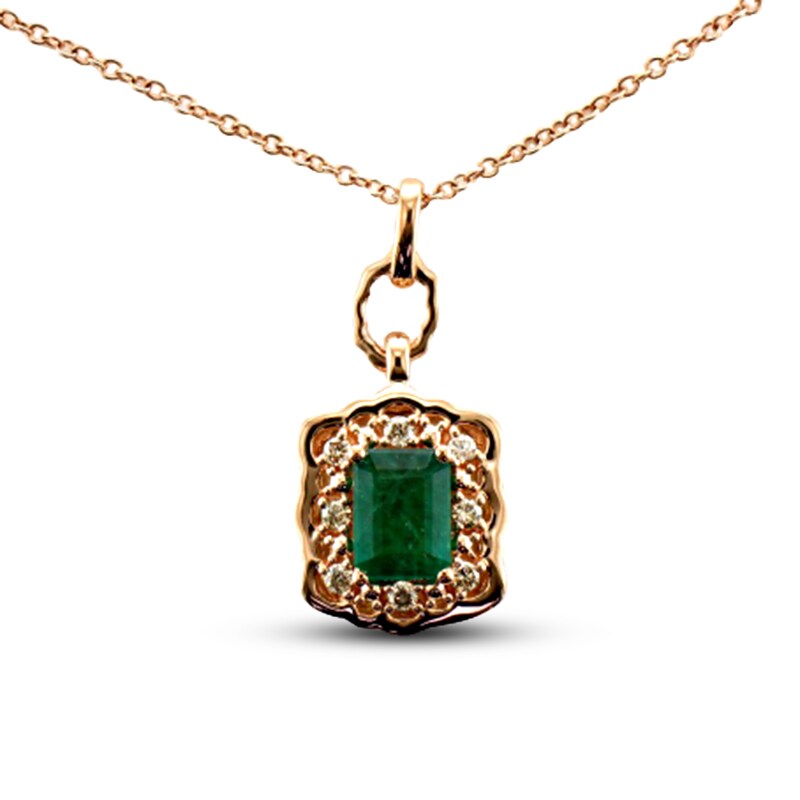 Main Image 1 of Le Vian Natural Emerald Necklace 1/5 ct tw Diamonds 14K Strawberry Gold