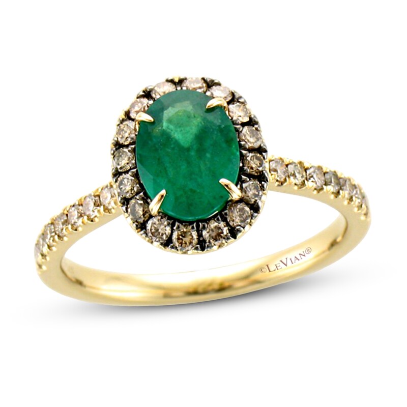 Main Image 1 of Le Vian Natural Emerald Ring 1/2 ct tw Diamonds 14K Honey Gold