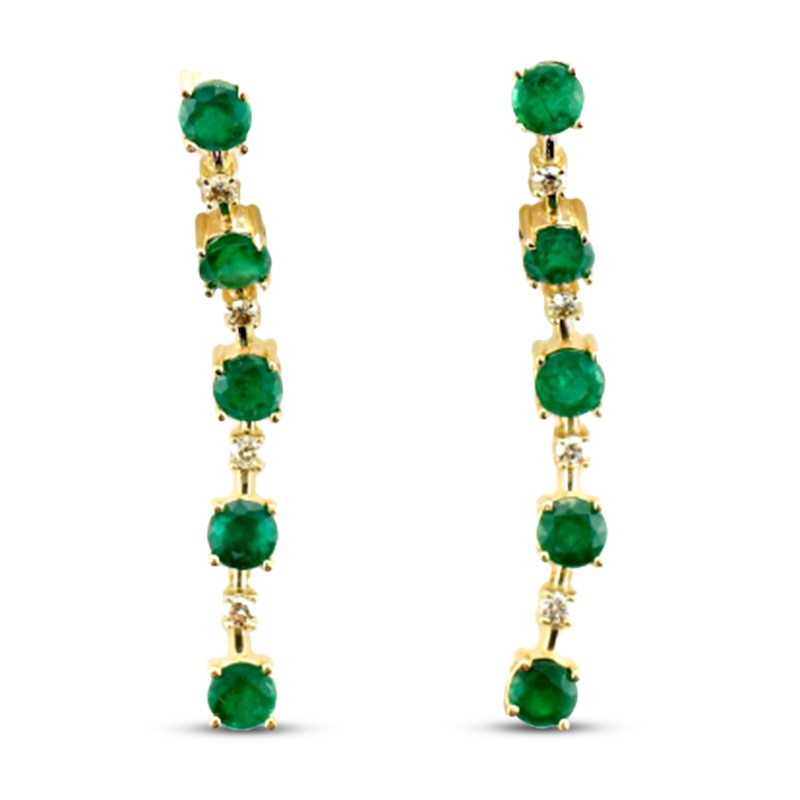 Main Image 1 of Le Vian Natural Emerald Earrings 1/5 ct tw Diamonds 14K Honey Gold