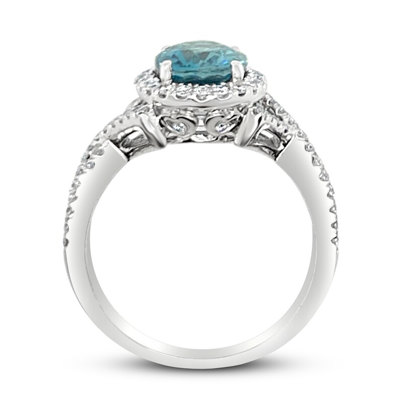 Main Image 2 of Le Vian Natural Blue Zircon Ring 1/2 ct tw Diamonds 18K Vanilla Gold