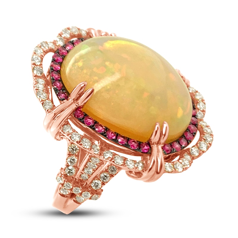 Le Vian Natural Opal/Ruby Ring 1 ct tw Diamonds 18K Strawberry Gold