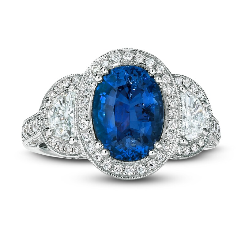 Main Image 1 of Le Vian Natural Sapphire Ring 1 ct tw Diamonds 18K Vanilla Gold