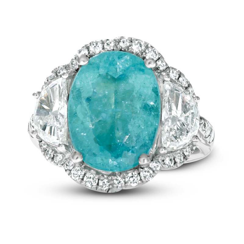Main Image 1 of Le Vian Natural Blue Paraiba Tourmaline Ring 1-7/8 ct tw Diamonds 18K Vanilla Gold