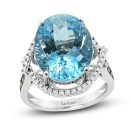 Le Vian Natural Aquamarine Ring 1/2 ct tw Diamonds 18K Vanilla Gold