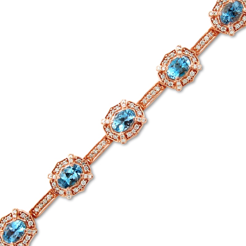 Main Image 1 of Le Vian Natural Aquamarine Bracelet 2-1/8 ct tw Diamonds 18K Strawberry Gold