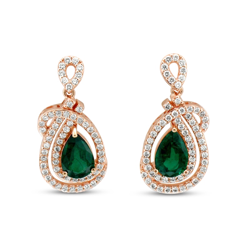 Main Image 1 of Le Vian Natural Emerald Earrings 1-1/5 ct tw Diamonds 18K Strawberry Gold
