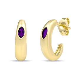 Birthstone Half Huggie Hoop Earrings (1 Stone)