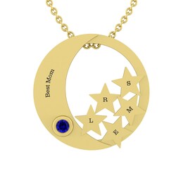 Color Stone Family Moon and Stars Necklace