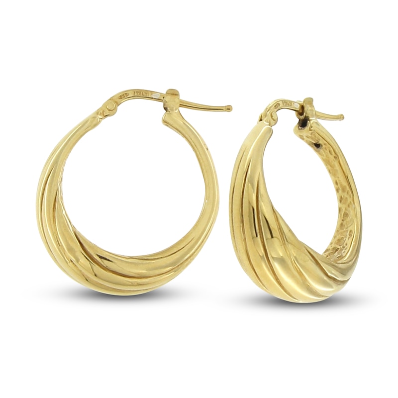Hollow Tube Hoop Earrings 10K Yellow Gold 40mm