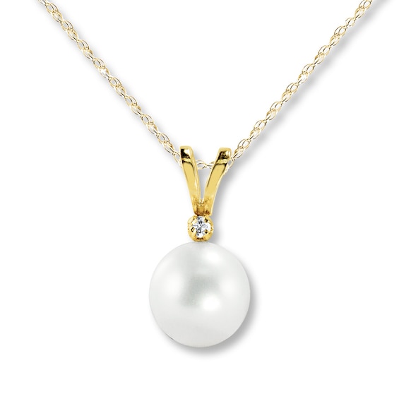 Jared Cultured Pearl Necklace Diamond Accent 10K Yellow Gold