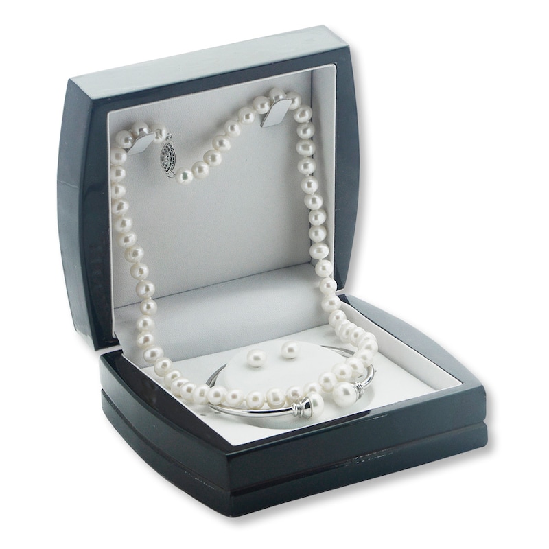 Cultured Pearl Necklace Boxed Set Sterling Silver