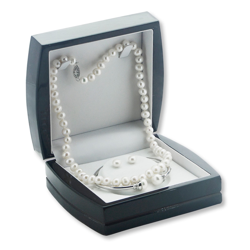 Main Image 2 of Cultured Pearl Necklace Boxed Set Sterling Silver