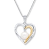 Thumbnail Image 0 of Heart Necklace Cultured Pearl Sterling Silver/10K Gold