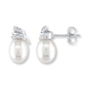 Thumbnail Image 1 of Cultured Pearl Earrings Diamond Accents 14K White Gold