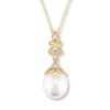 Thumbnail Image 1 of Cultured Pearl Necklace 1/20 ct tw Diamonds 14K Yellow Gold