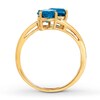 Blue Topaz Ring 1/8 ct tw Diamonds 10K Yellow Gold