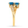 Blue Topaz Ring 1/8 ct tw Diamonds 10K Yellow Gold