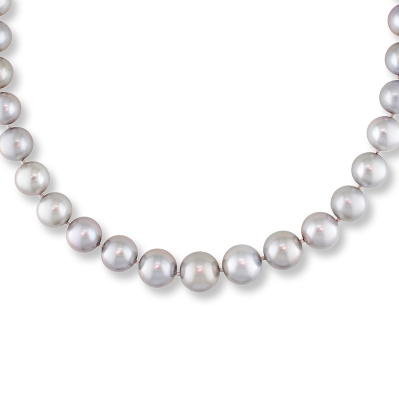 Cultured Pearl Necklace 1/20 ct tw Diamonds 14K White Gold