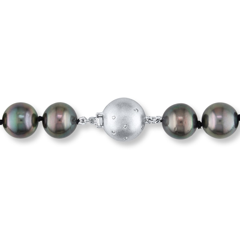 Main Image 2 of Cultured Pearl Necklace 1/20 ct tw Diamonds 14K White Gold