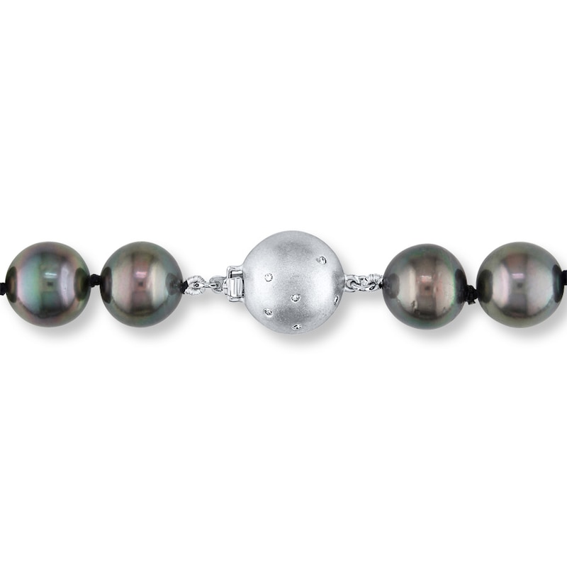 Cultured Pearl Necklace 1/20 ct tw Diamonds 14K White Gold