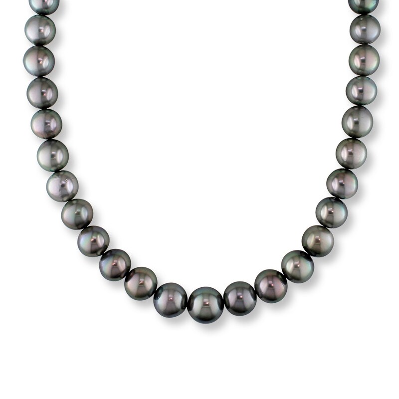 Main Image 1 of Cultured Pearl Necklace 1/20 ct tw Diamonds 14K White Gold
