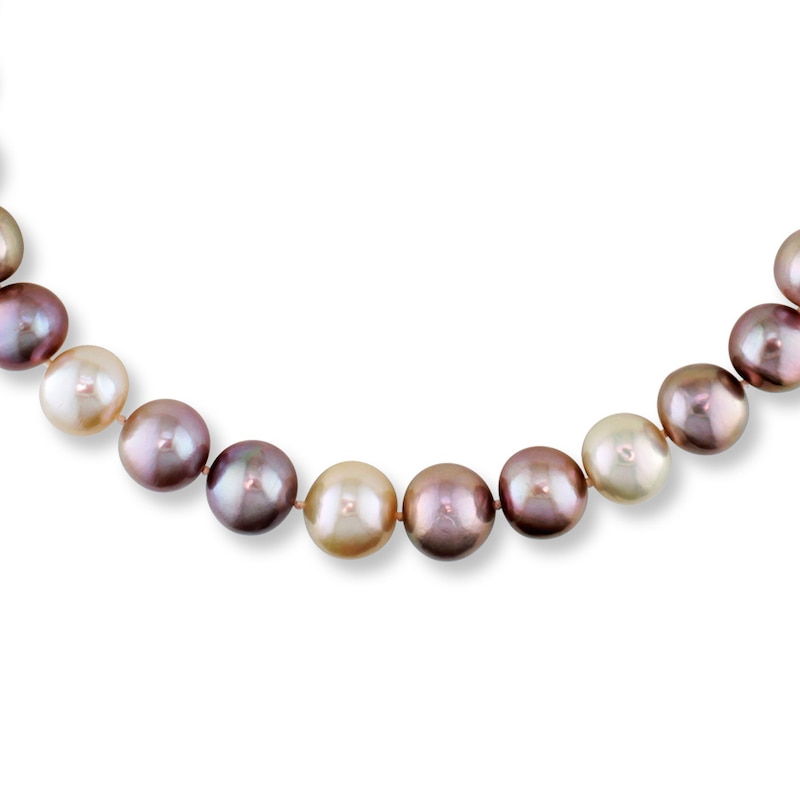 Cultured Pearl Necklace 1/20 ct tw Diamonds 14K Yellow Gold