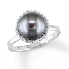 Thumbnail Image 1 of Tahitian Cultured Pearl Ring 1/4 ct tw Diamonds 14K White Gold