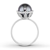 Thumbnail Image 1 of Black Cultured Pearl Ring 1/4 ct tw Diamonds 14K White Gold
