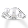 Thumbnail Image 1 of Cultured Pearl Ring 1/6 ct tw Diamonds 10K White Gold
