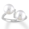 Thumbnail Image 1 of Cultured Pearl Ring 1/5 ct tw Diamonds 10K White Gold